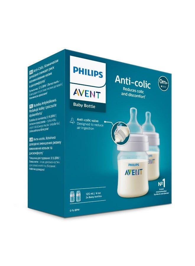 Avent Philips Avent Anti-Colic Baby Bottle 125ml (0M+) – Newborn Feeding Bottle, 2 Pack - Image 2